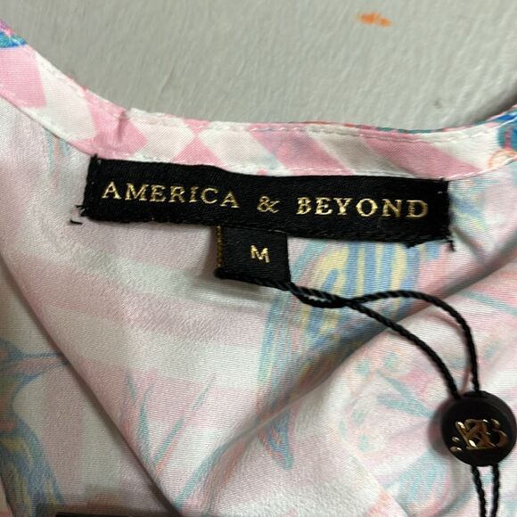 NWT AMERICA & BEYOND Hummingbird Print Maxi Dress M - Picture 12 of 13